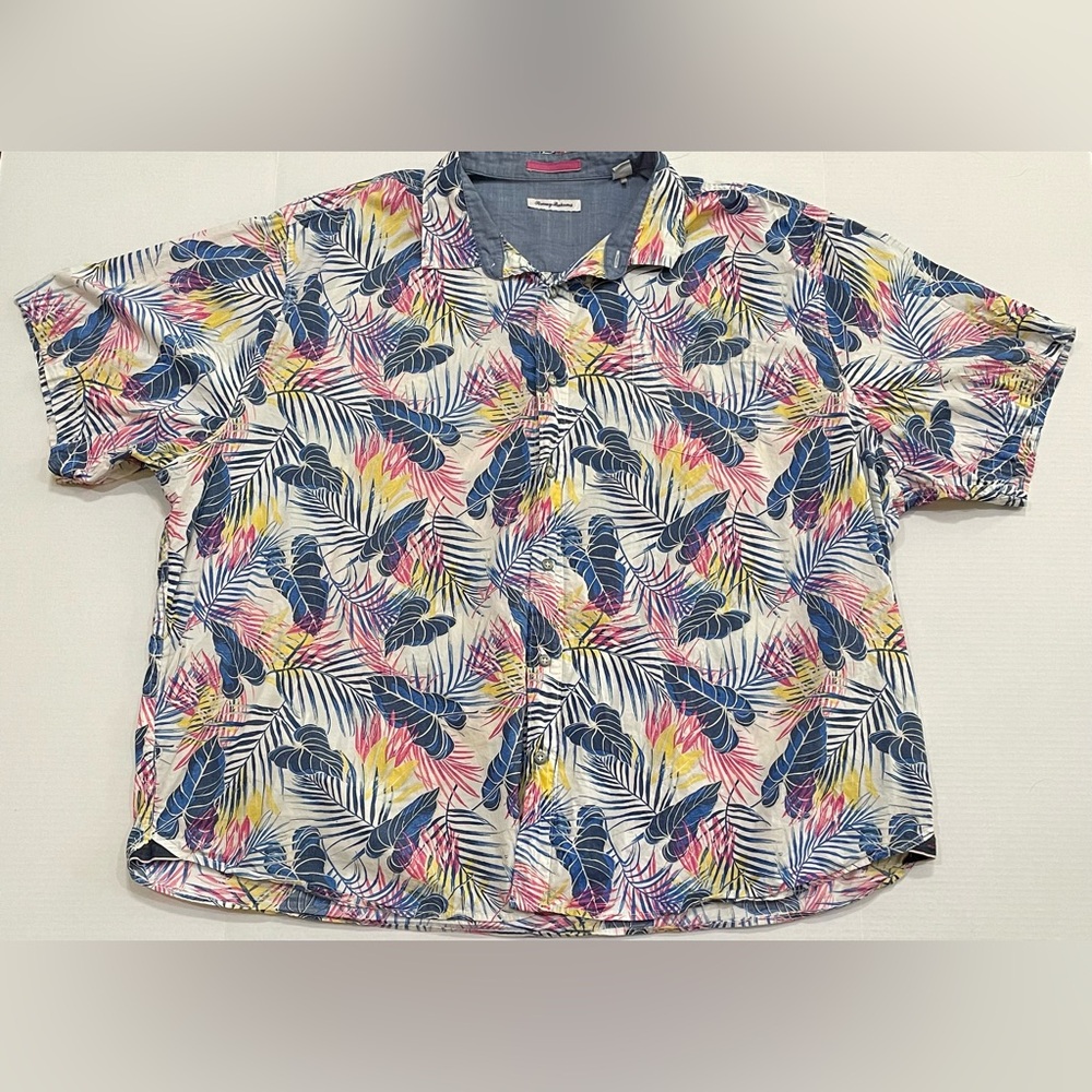 Tommy Bahama Floral Hawaiian Print Camp Button Shirt Size 3XLB Big & Tall